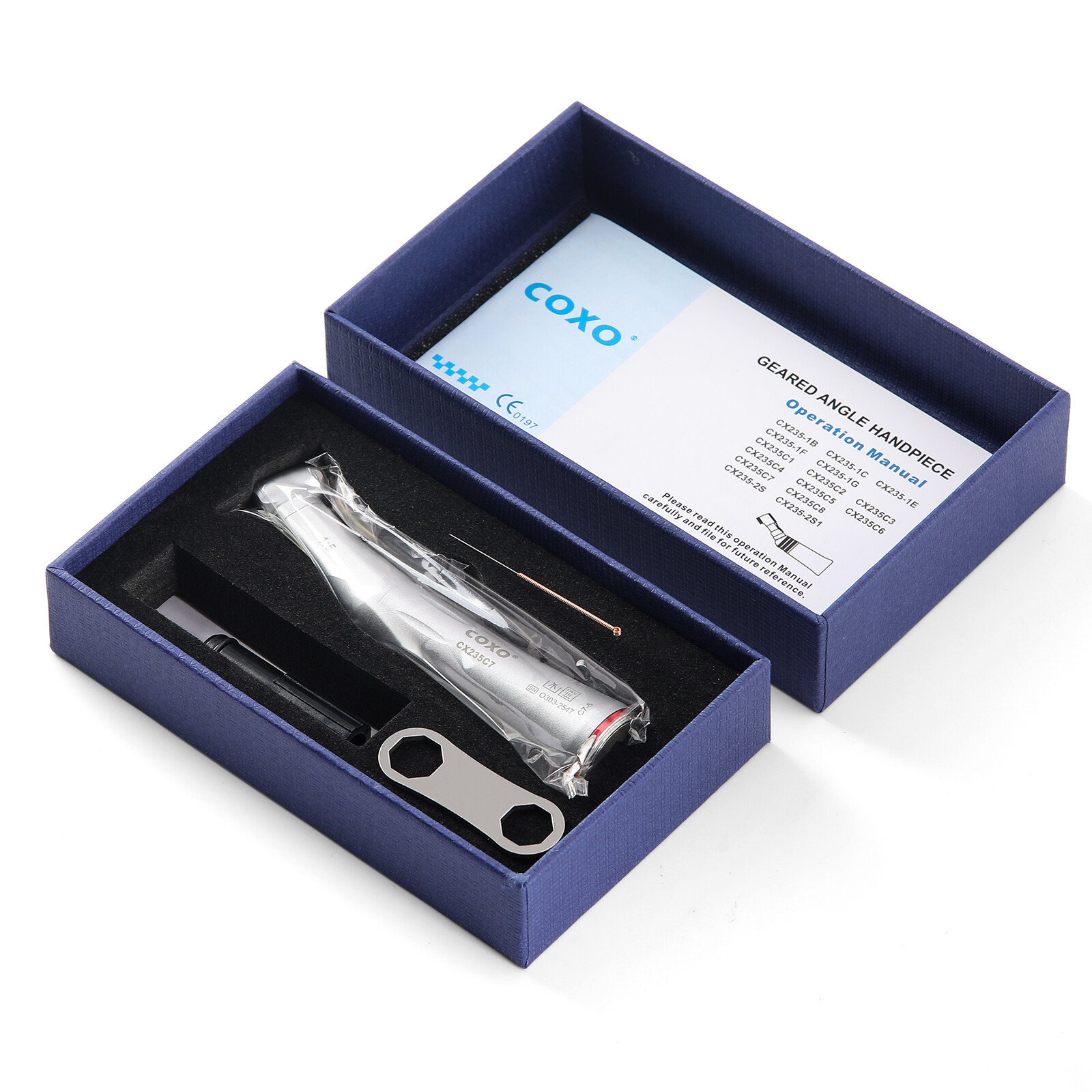 COXO Dental Head Handpiece 1:5/1:4.2 Contra Speed Electric W/Fiber Spray FG burs