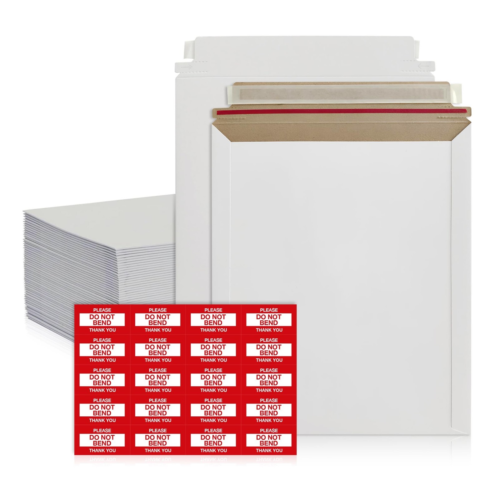 100 Pack Rigid Mailers 9×12 inches – Self Adhesive White Photo Mailers Large–…