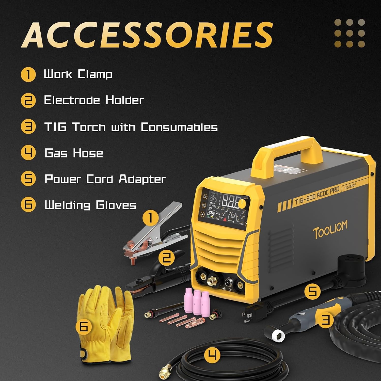 200A AC/DC TIG Welder with Pulse 110V/220V Aluminum Welder IGBT Inverter.