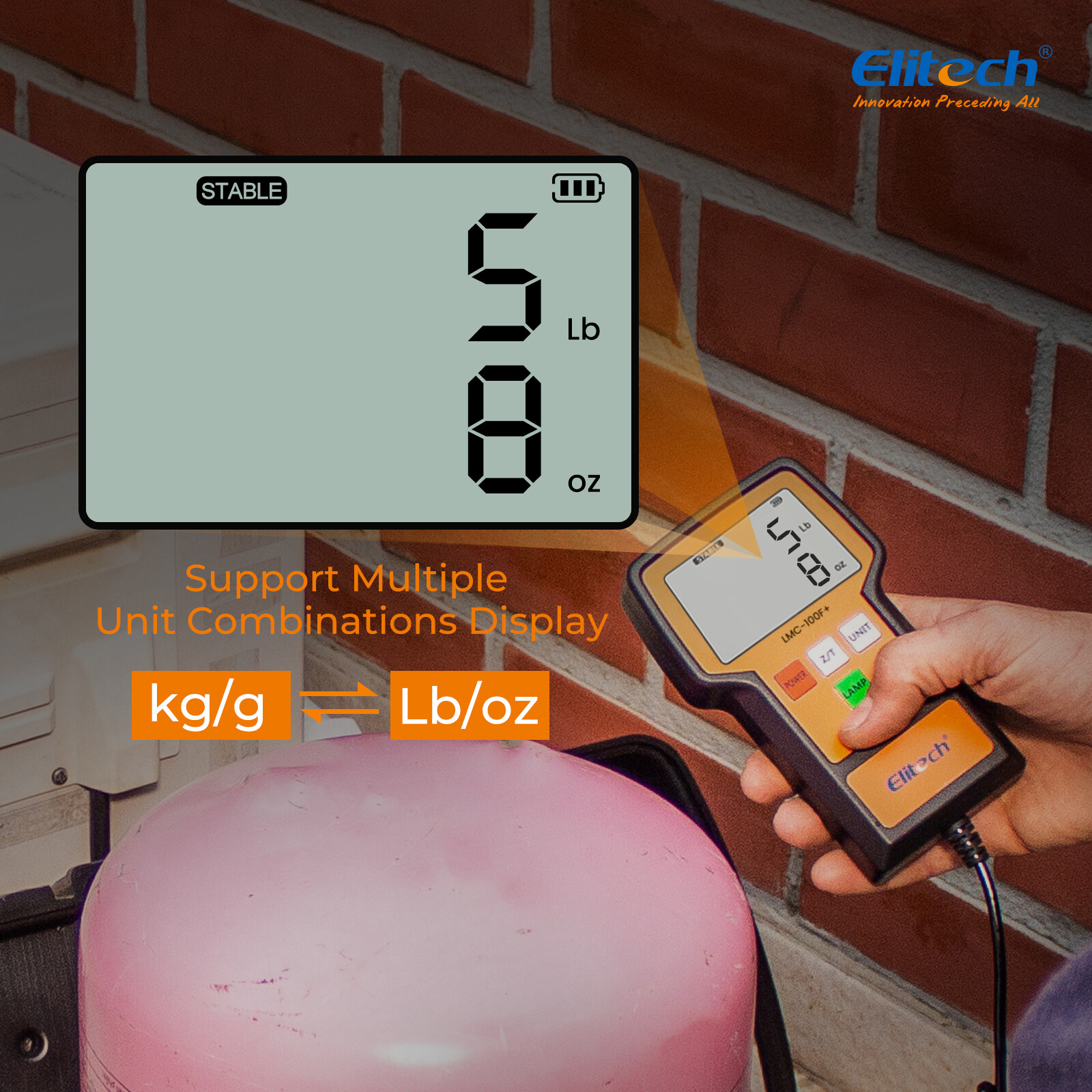 Elitech Digital Refrigerant Charging Weight Scale HVAC Scale 110Lbs LMC-100F+