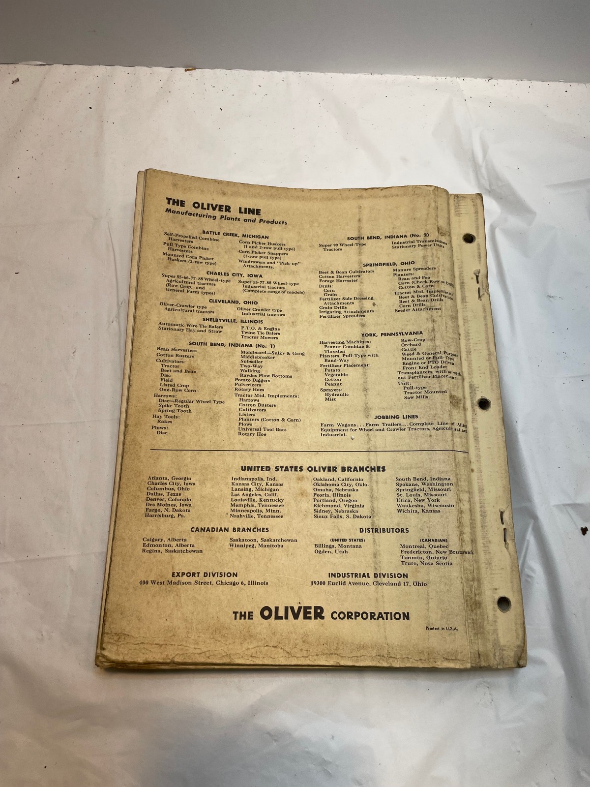Vintage Oliver 88 Super 88 Series Tractors Parts Book Manual