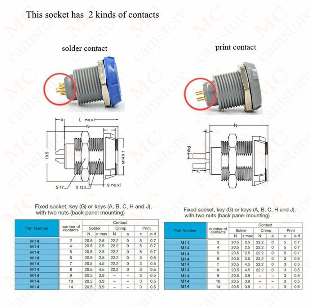 1P 2 3 4 5 6 8 9 10 14pin PAG/PKG Medical Connector