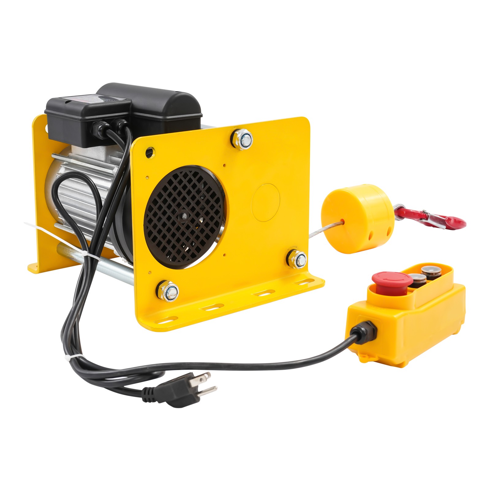 Electric Hoist Winch 881LBS for Lifting or Towing, Wire Rope 30m, Yellow, 1000W