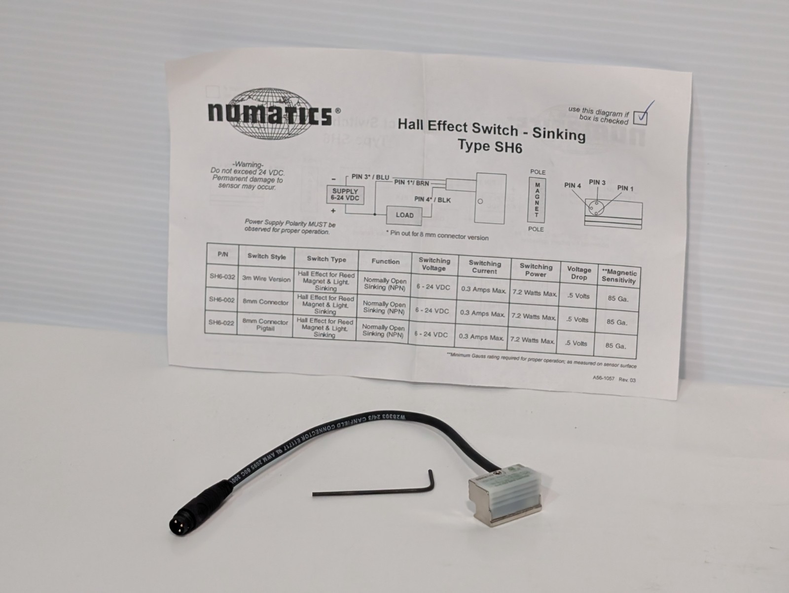 Numatics Type SH6-022 Hall Effect Sinking Switch, New in Original Packaging