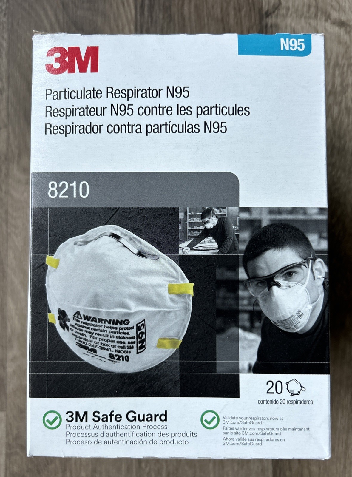 3M 8210 N95 Particulate Respirators, Box of 20/Mask Dispenser (Pack of 20)