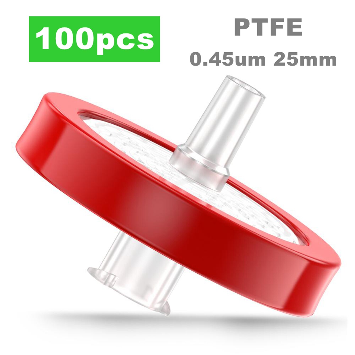 100pcs Lab PTFE Needle Filter 0.45μm,25mm Hydrophobic Syringe Filters Disposable