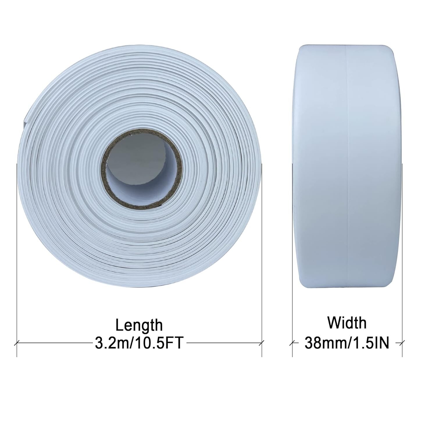 2 Pack! White Caulk Tape, Waterproof, Self Adhesive, 1.5 inch x 10.5 feet