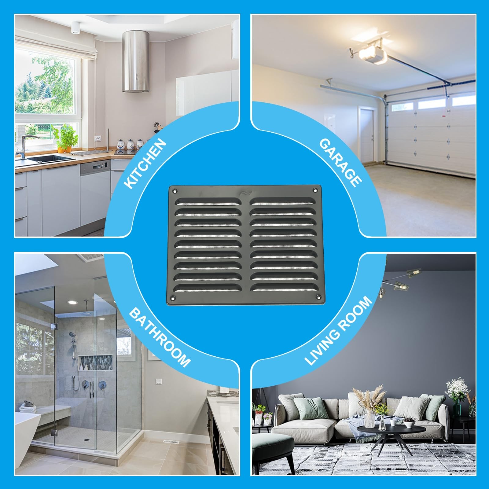 PATIKIL 10×8 Inch Aluminum Vent Cover, Screen Air Grille Inch, Gray