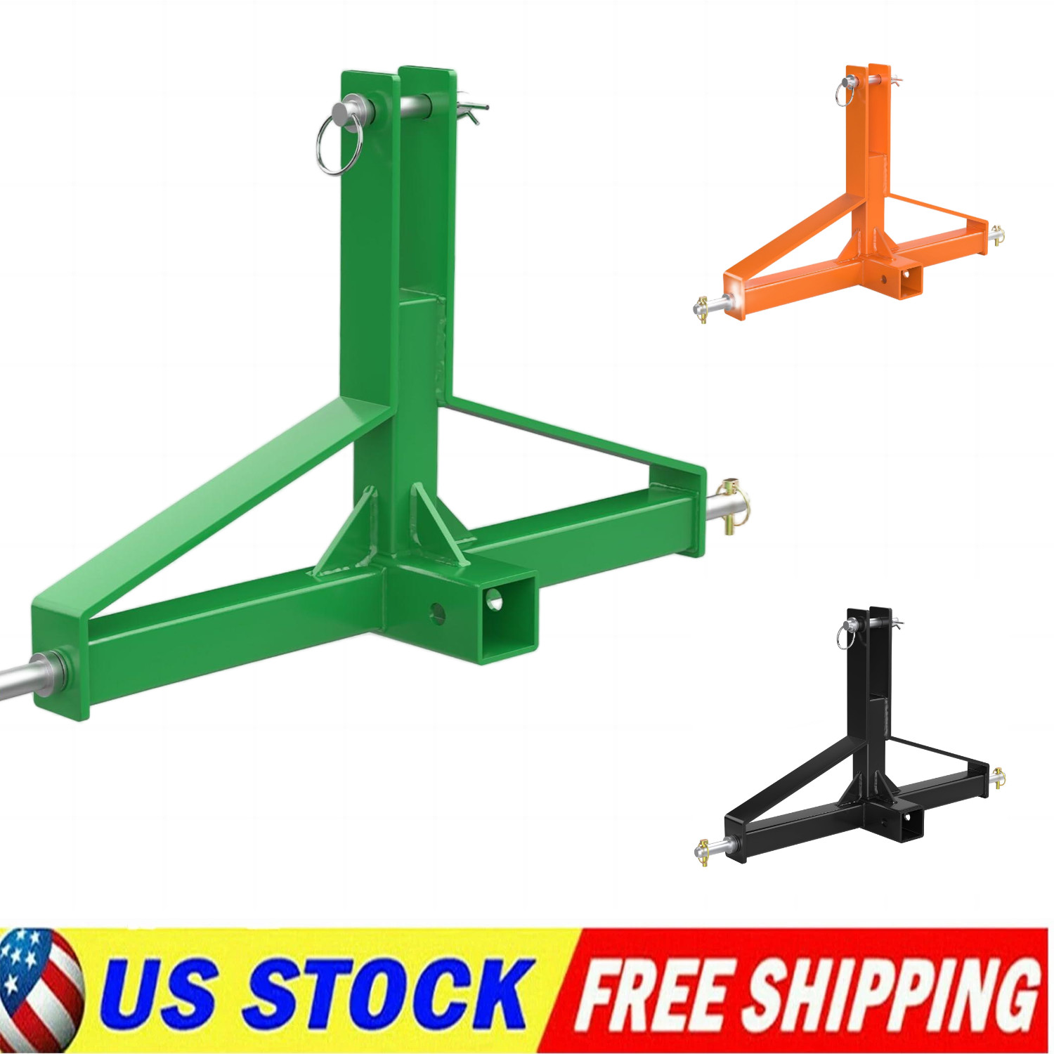 3 Point Hitch 2» Trailer Receiver Hitch Tow Drawbar Category 1 Tractor Adapter