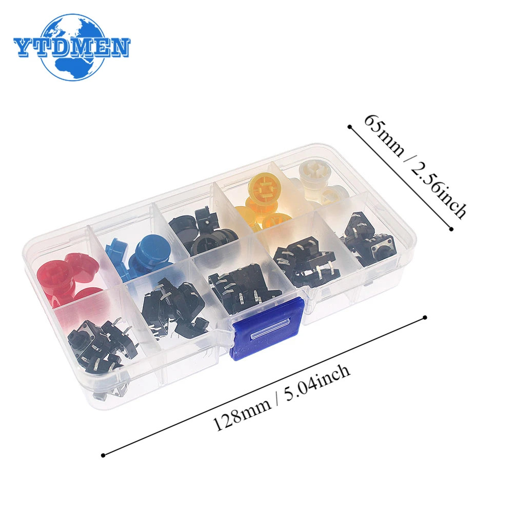25Pack 12×12×7.3mm Tact Momentary Micro Switch Tactile Push Button Kit DIP 4P US