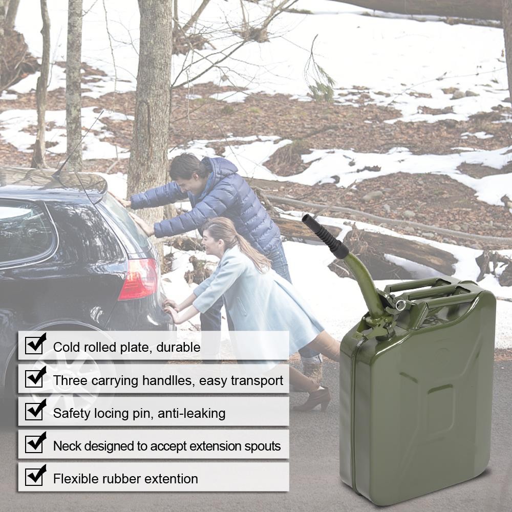 High Quality Fuel Can 5 Gal 20L Green Steel Gasoline Gas Fuel Tank Emergency
