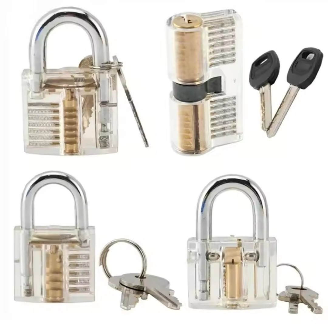 Locksmith Transparent Locks Pick Visible Cutaway Mini Practice View Padlock Hasp