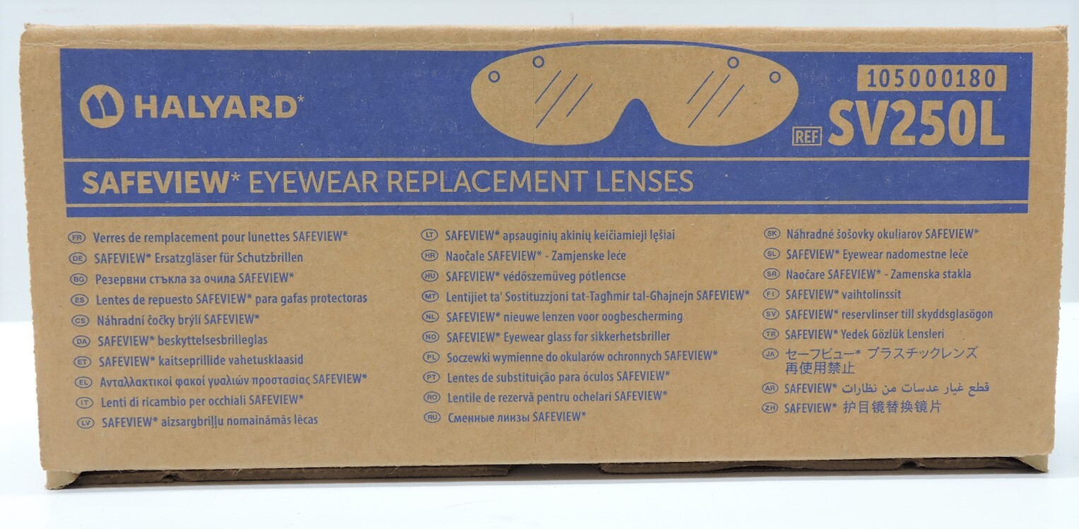 Halyard SV250L Safeview Eyewear Replacement Lenses – (25 Boxes of 10, 250 Total)