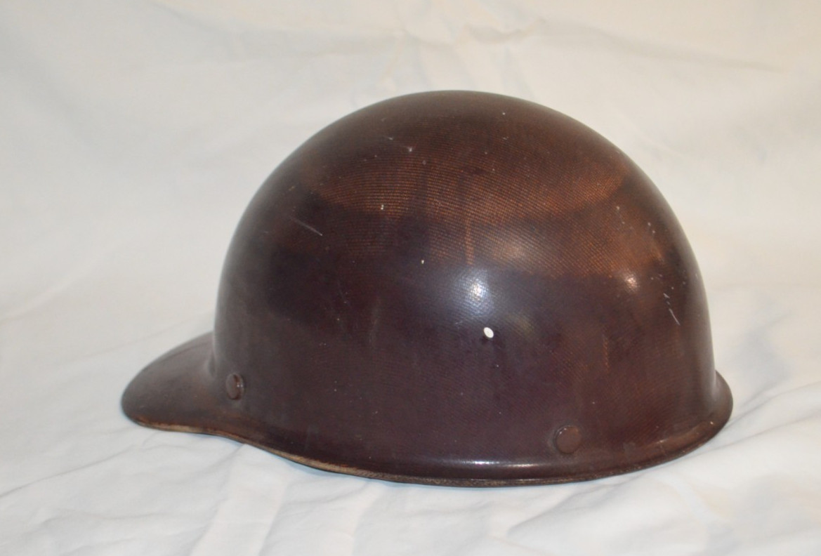 Vintage 1975 MSA Skullgard Brown Fiberglass Hard Hat Safety Helmet ANSI Class A