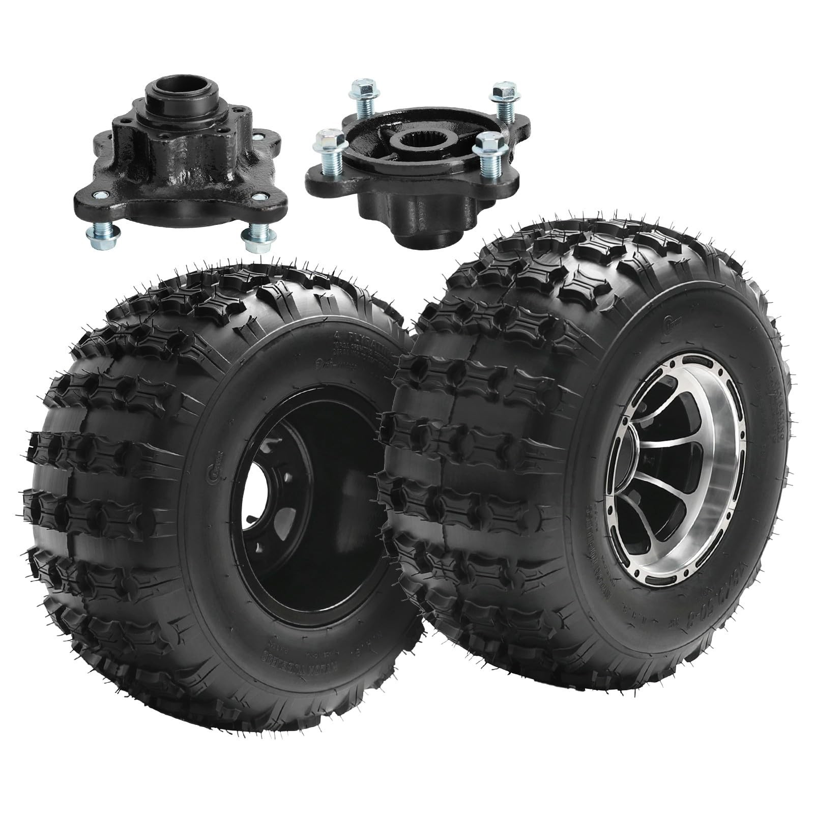 2PCS 18×9.5-8 Tubeless Wheels Tires Rim 4 Stud 23T Hub for UTV ATV Go Kart