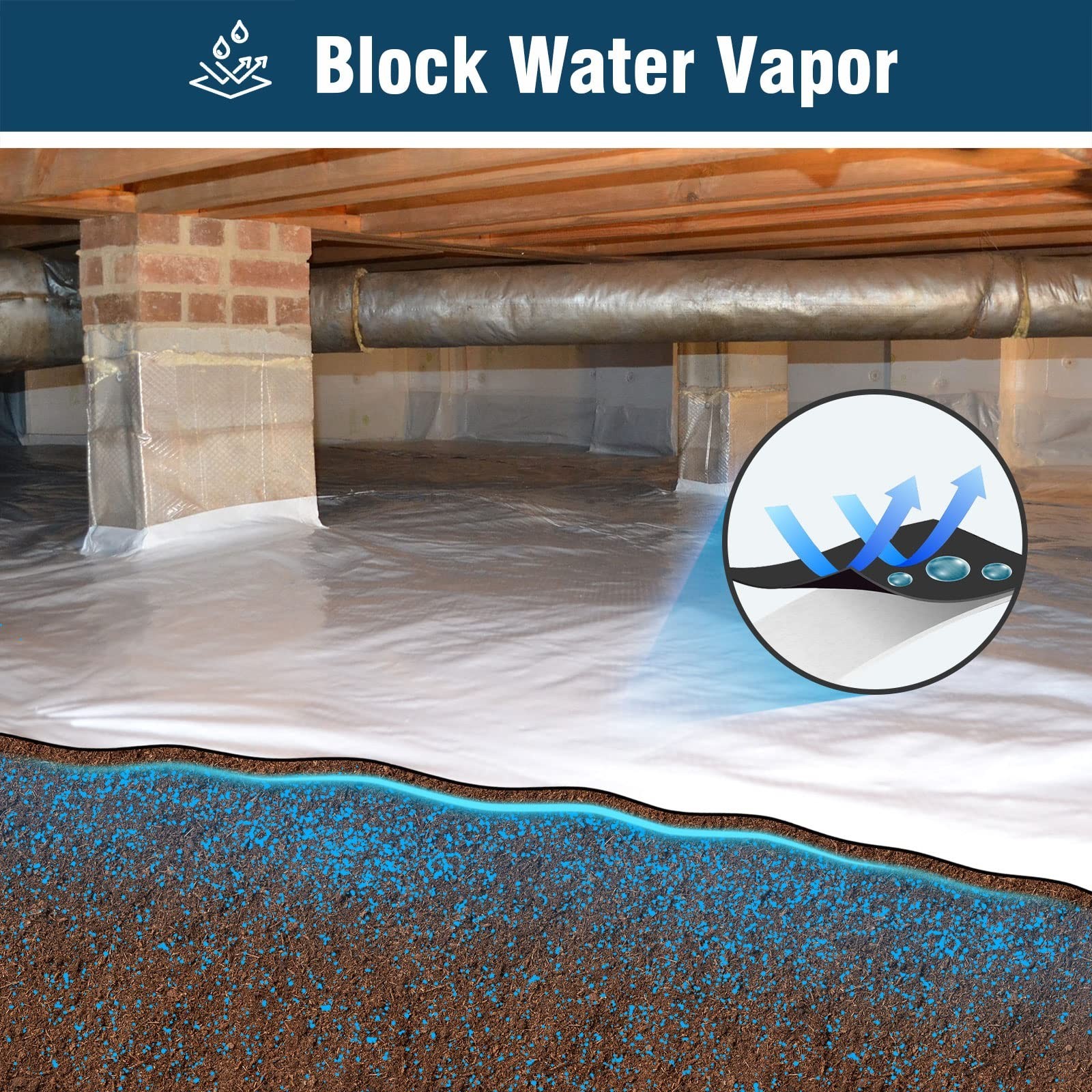 Spirecover Crawl Space Vapor Barrier 12 Mil 10×30′ Black/White Panda Film