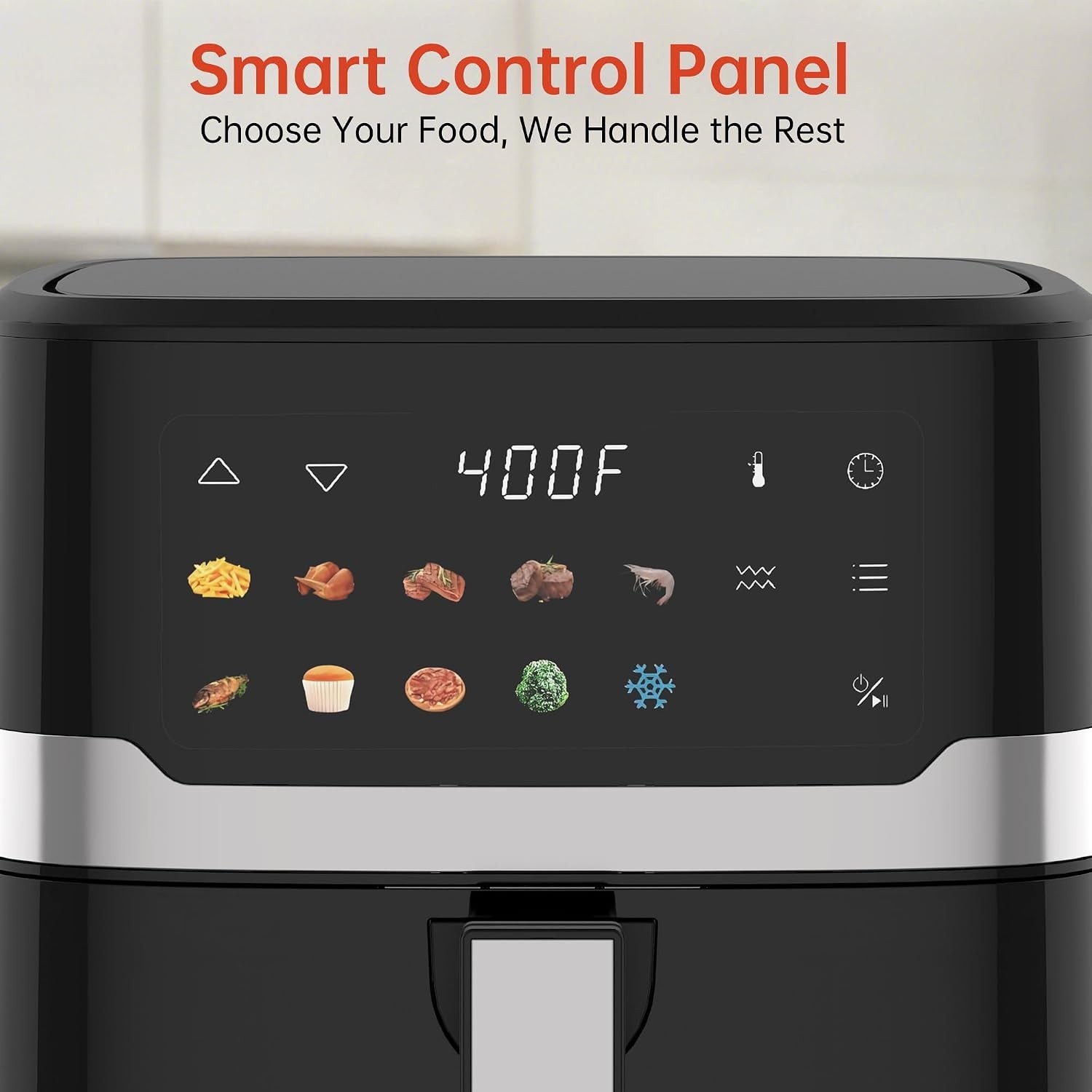 6.8QT Air Fryer 10-in-1 Cooker with Visible Window 1700W Bottom Heater Black