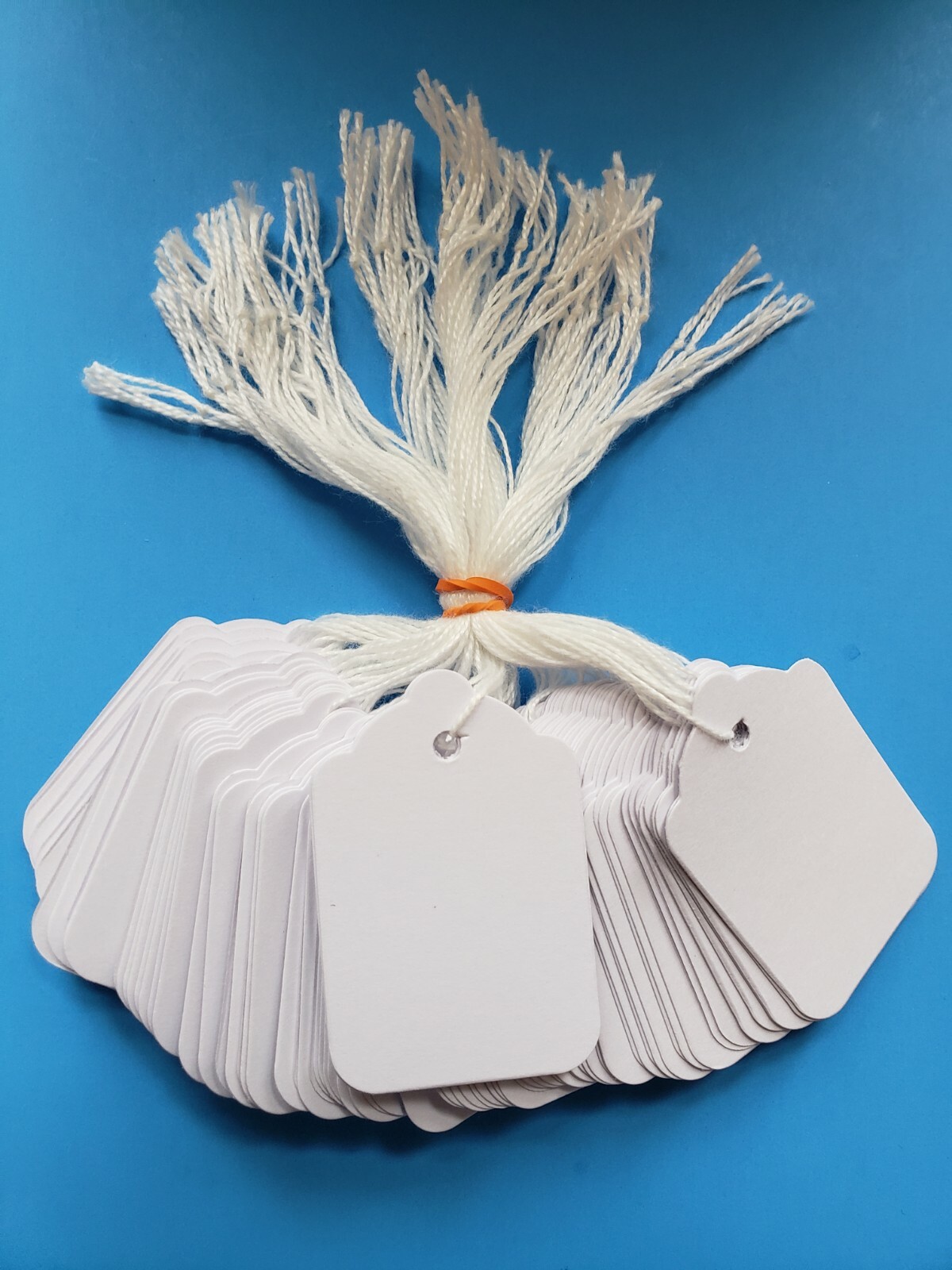 Blank White Merchandise Price Tags w/ String Jewelry Retail Strung 10-100-1000