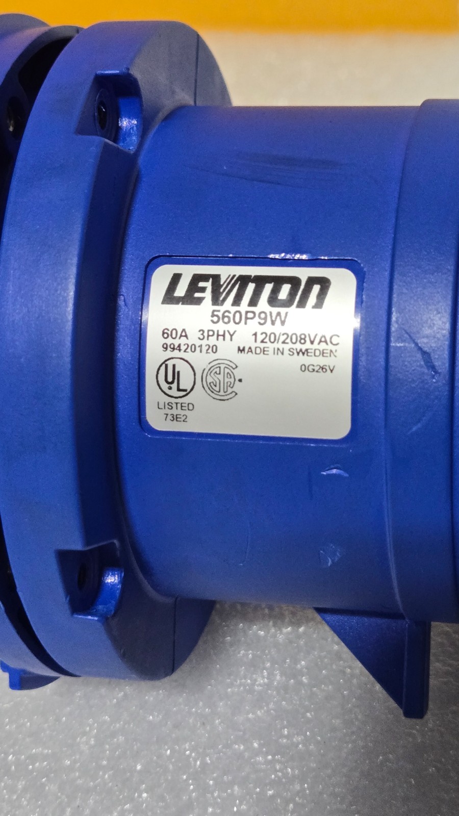 Leviton 560P9W 60A 120/208V 3PH 4P 5-Wire Male Plug Pin & Sleeve BLUE TESTED!