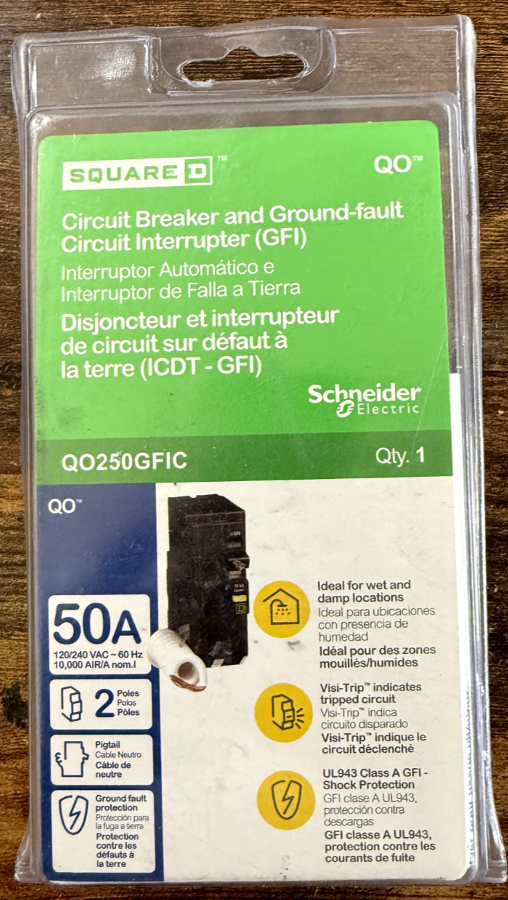 QO250GFI 2 POLE 50 AMP 120/240V GFCI CIRCUIT BREAKER
