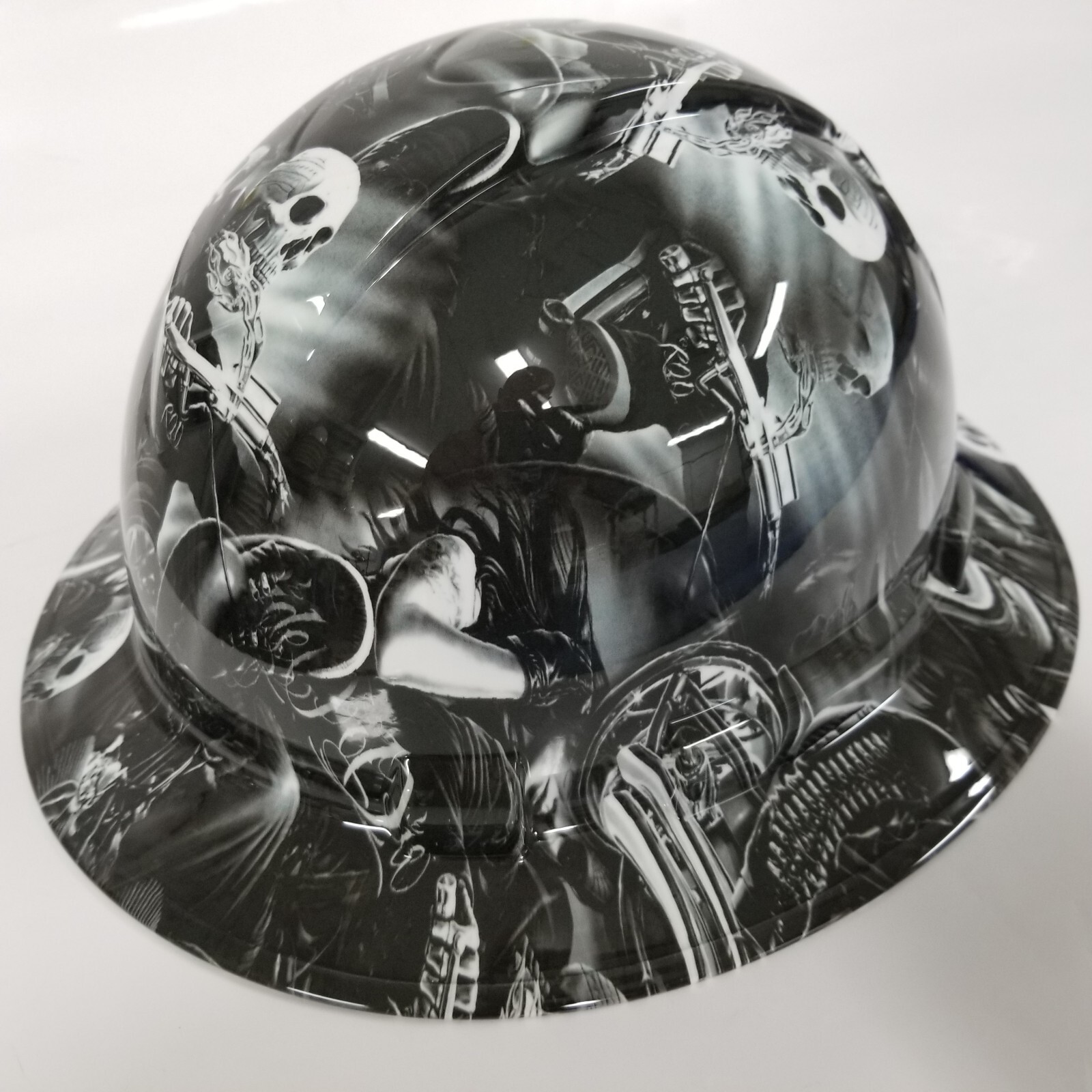 full brim hard hat custom hydro dipped IN RIDE OR DIE OUTLAW BIKER
