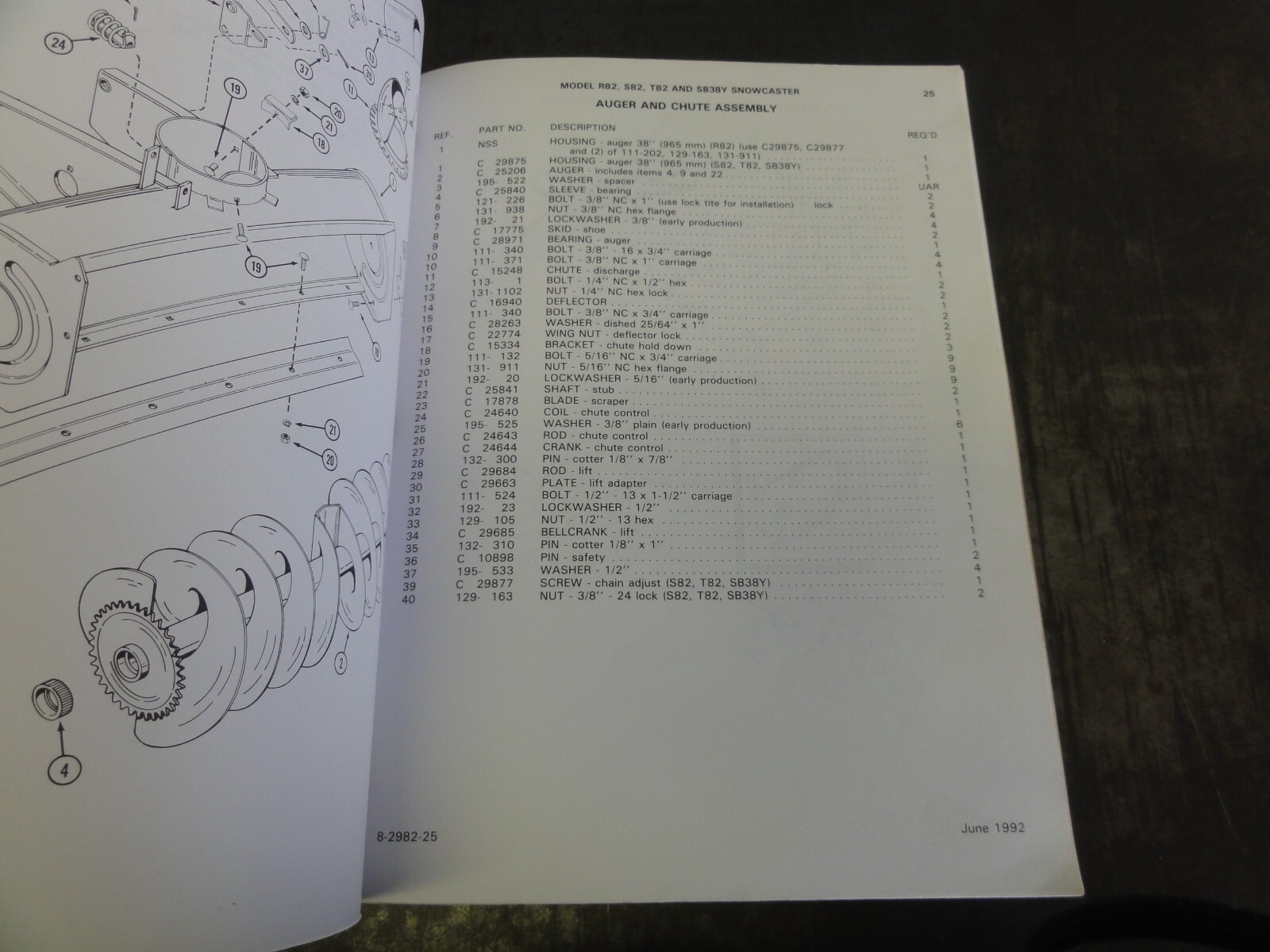 Ingersoll N42 P42 RM42 N43 Rotary Mower SB38Y T82 R82 Snowcaster Parts Catalog