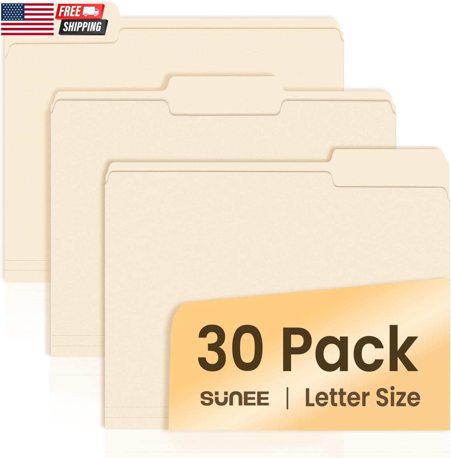 File Folders, 30 Pack Manilla Folders 8.5 X 11, 1/3 Cut Tab for Easy Labeling an