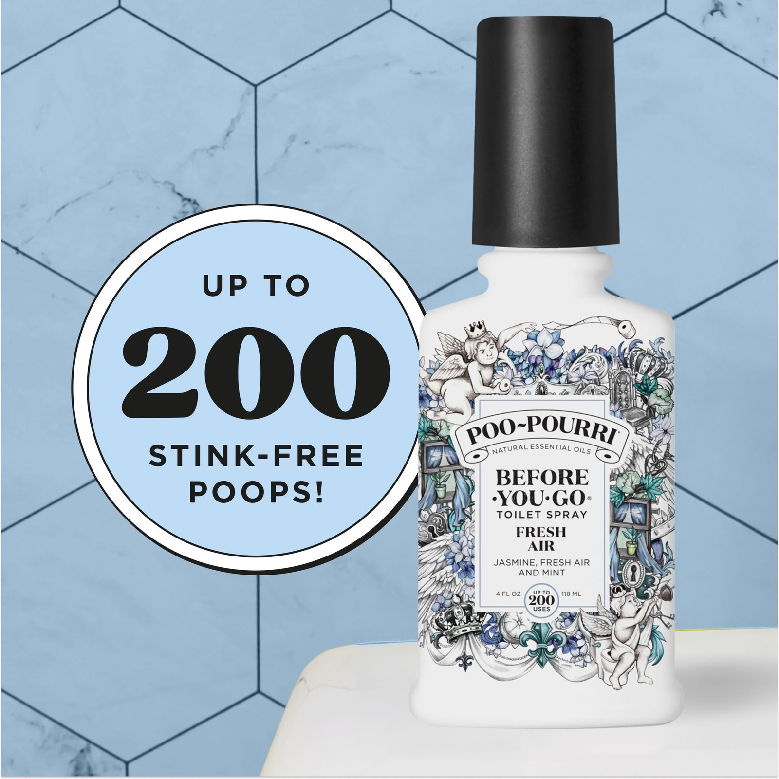 Poo-Pourri Before-You-Go Toilet Spray, Fresh Air, 4 Fl Oz, Up to 200 Uses, Ba…