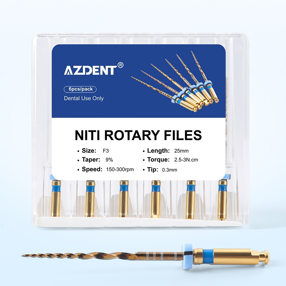 Dental Endodontic Large Taper Endo Rotary Files NiTi Heat Activated 25mm F3/4/5