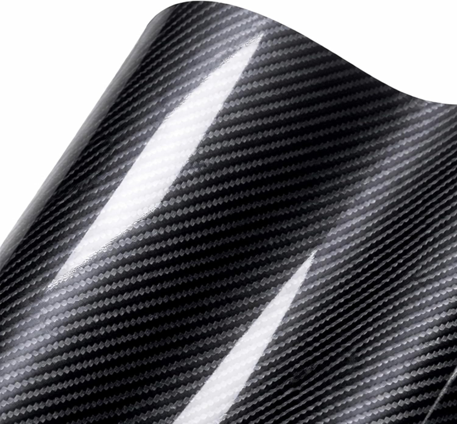 6D Carbon Fiber Vinyl Wrap, 1Ft X 5Ft High Gloss Self-Adhesive Vinyl Film
