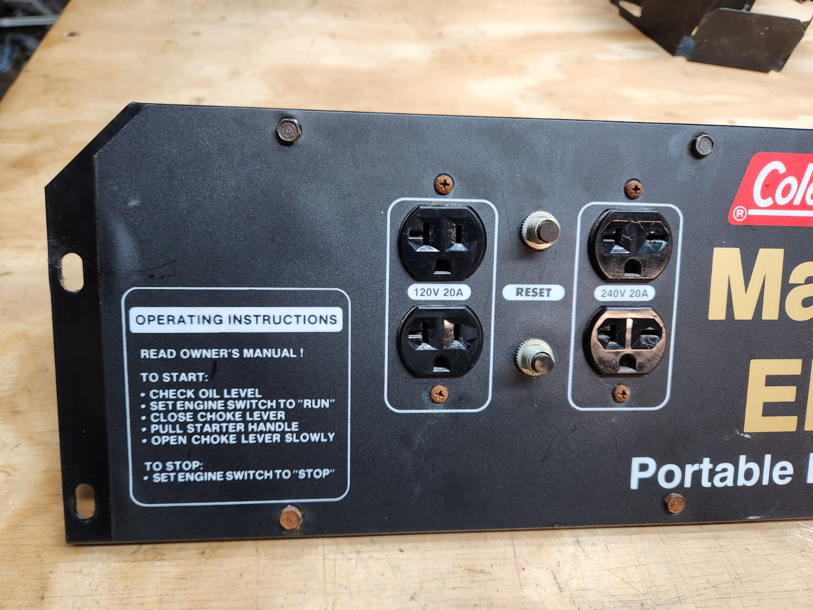 Older 1990’s COLEMAN POWERMATE Maxa ER Plus 5000 GENERATOR Control Panel Used