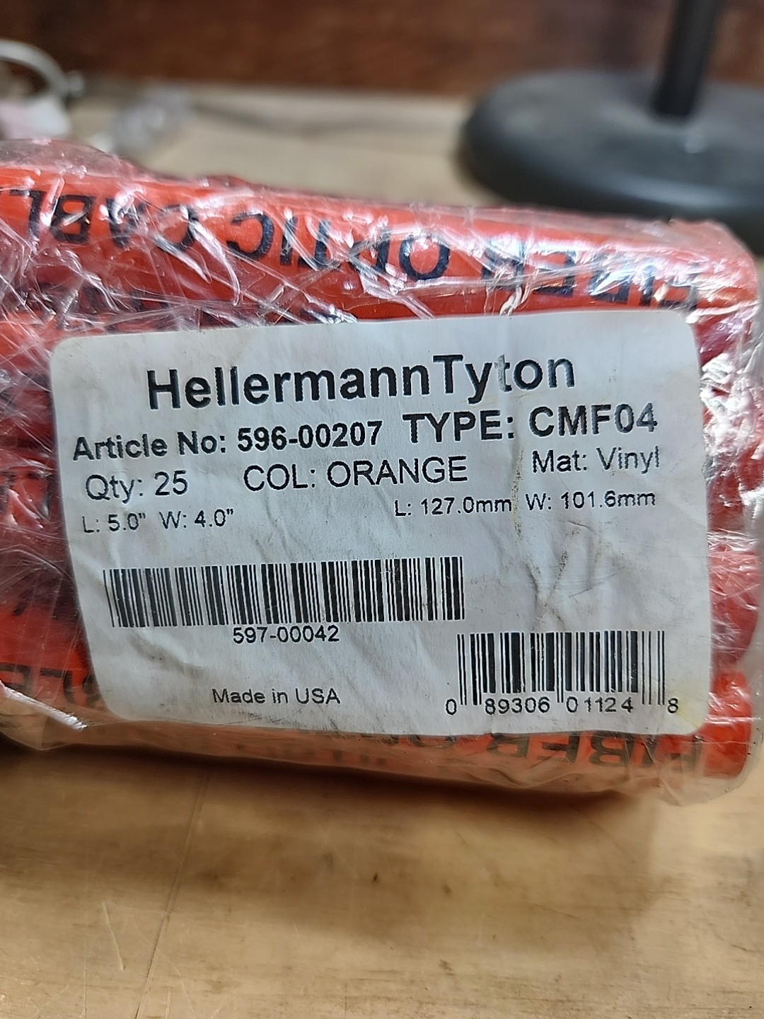 HellermannTyton CMFO4 Fiber Optic Cable Marker 4″ L x 5″ W Orange Lot Of 25