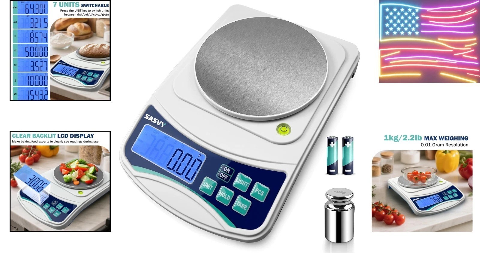 Digital Lab Scale 1000g x 0.01g oz/g/ct/DWT/tl/gn/ozt Precision Electronic Sc…