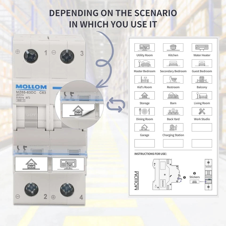 Solar Panel Disconnect Switch 1000V 30A IP65 DC Breaker Box 2P PV Circuit