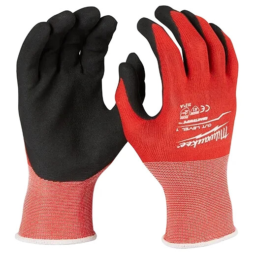 Milwaukee 48-22-8903B Cut Level A1 Nitrile Dipped Gloves, SMARTSWIPE, S-2XL, Dz