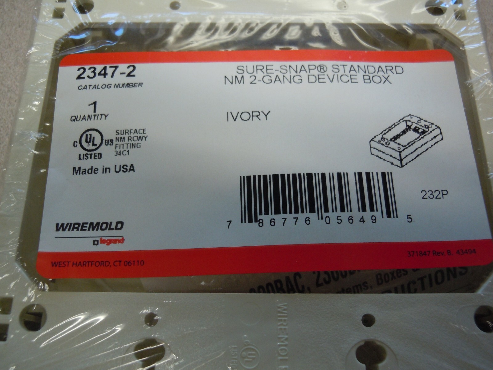 Wiremold 2347-2 2-Gang Straight Device Box, 4-3/4″ x 4-7/8″ x 1-3/8″ PVC 10 pk