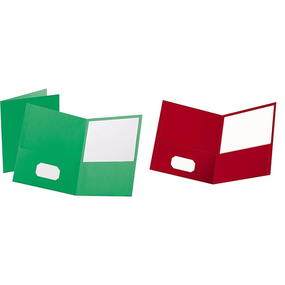 Oxford Twin-Pocket Folders, Textured Paper, Letter Size, Green, Holds Green