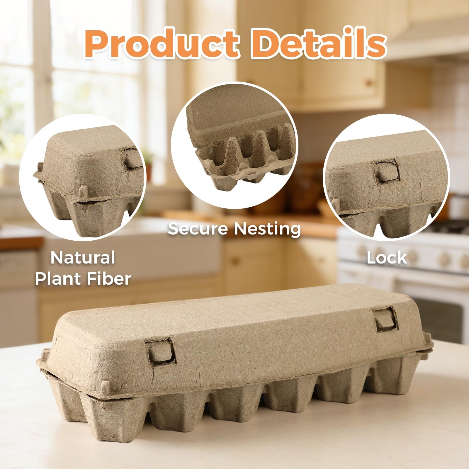 30 PCS 12 Count Pulp Egg Cartons Recycled Paper Biodegradable 2×6 Dozen