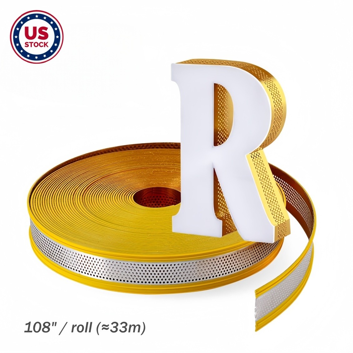Double-Hemmed Aluminum-Plastic Letter Edge Trim for 3D Sign Letters 108″ / Roll