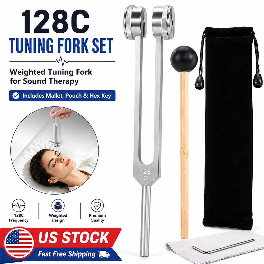 128Hz Healing Tuning Fork with Silicone Hammer Sound Therapy Musical Instrument
