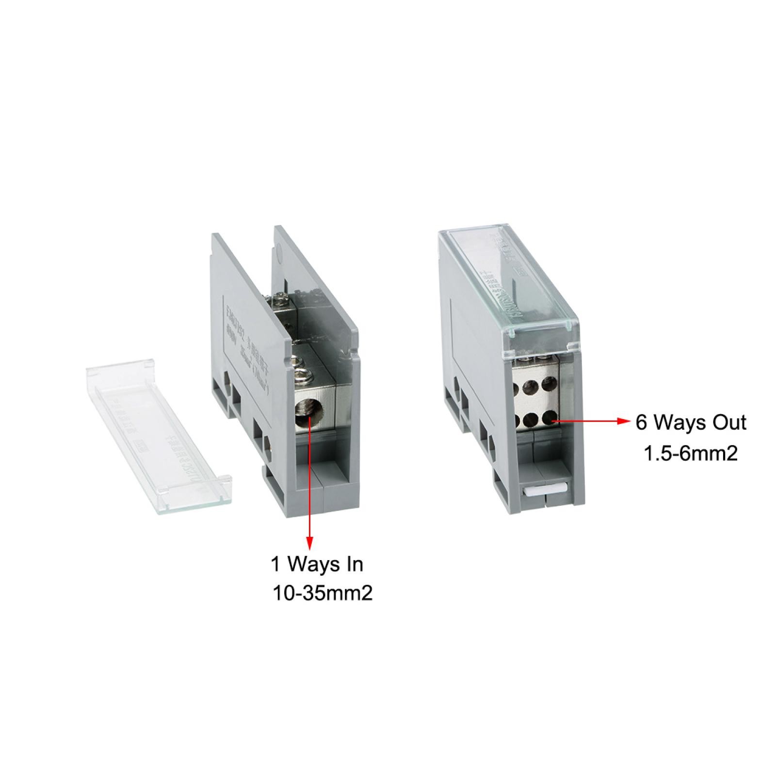 1 in 6 Out DIN Rail Terminal Blocks 690V Connectors Distribution Block