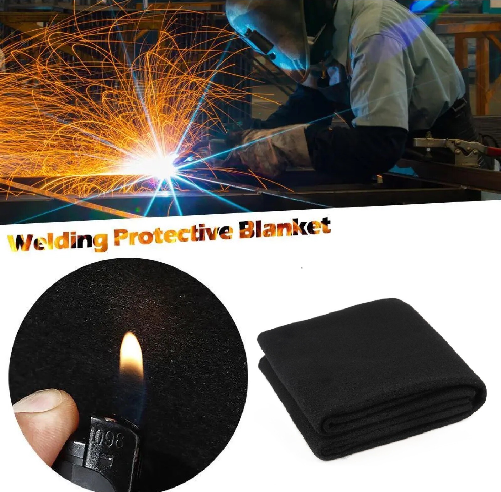 40″x40″ Welding Blanket Fireproof Flame Carbon Felt for Welders Retardant Fabric