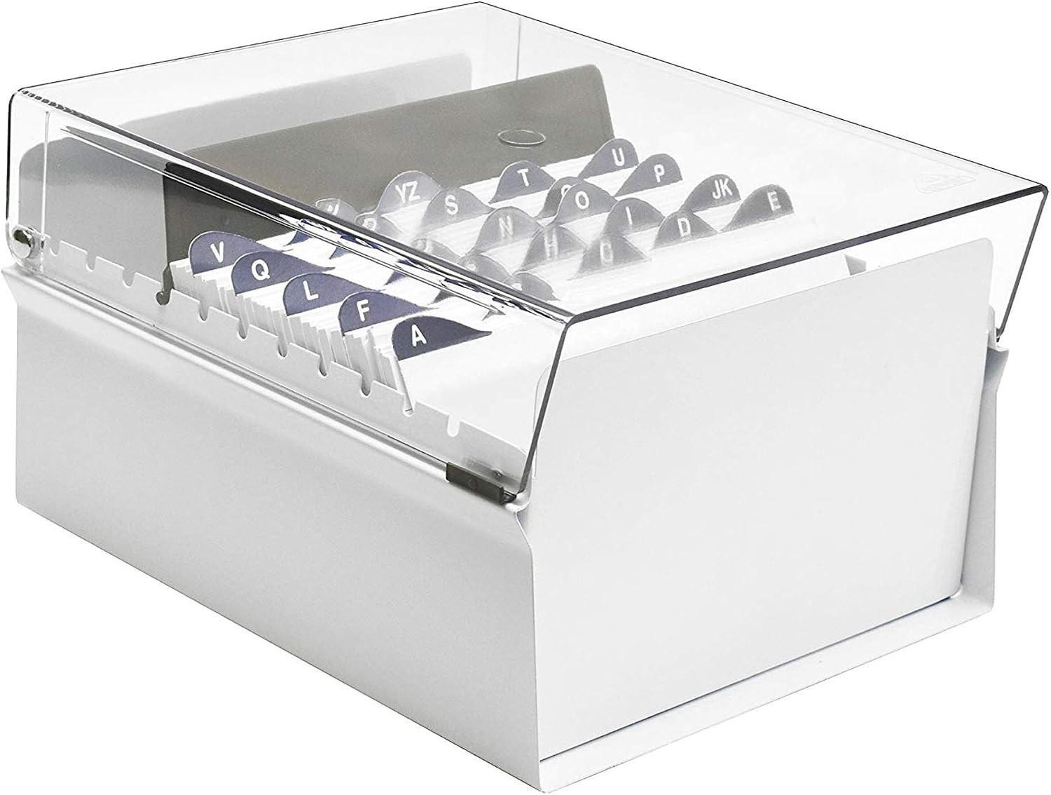 Compact 5×8 Index Card Organizer Box – Metal Base, Non-Slip