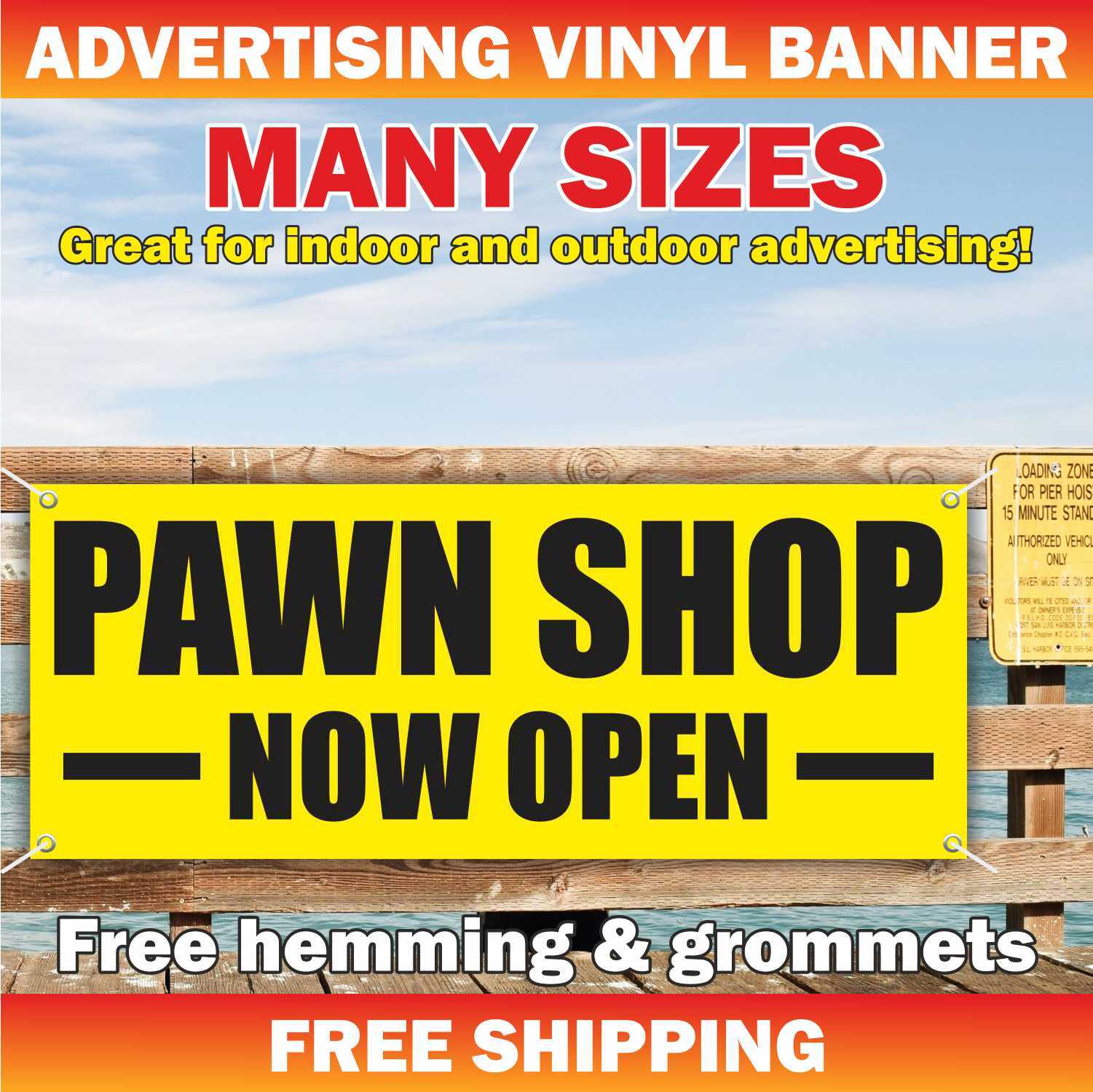 PAWN SHOP NOW OPEN Advertising Banner Vinyl Mesh Sign cash gold store sell loans