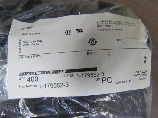 TE 1-179552-3 Qty of 30 per Lot 3 POS Conn Black