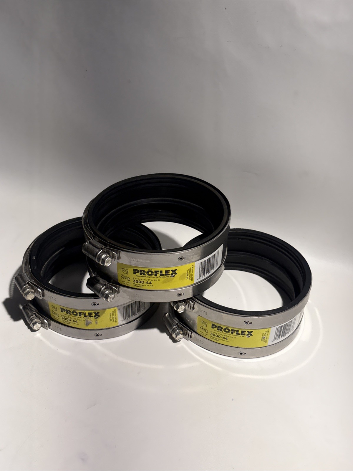 NEW Fernco Proflex 3000-44 EPDM Rubber Clamp Shielded Coupling LOT OF 3!