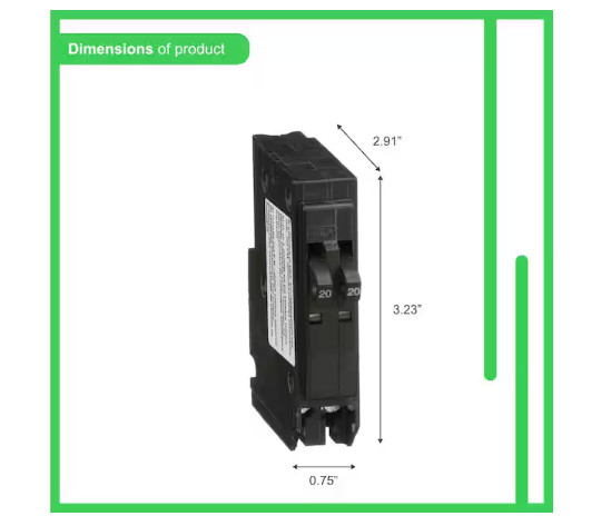 Square D QO2020 QO2020C Twin/Tandem 20/20A 2 Single Poles Breaker