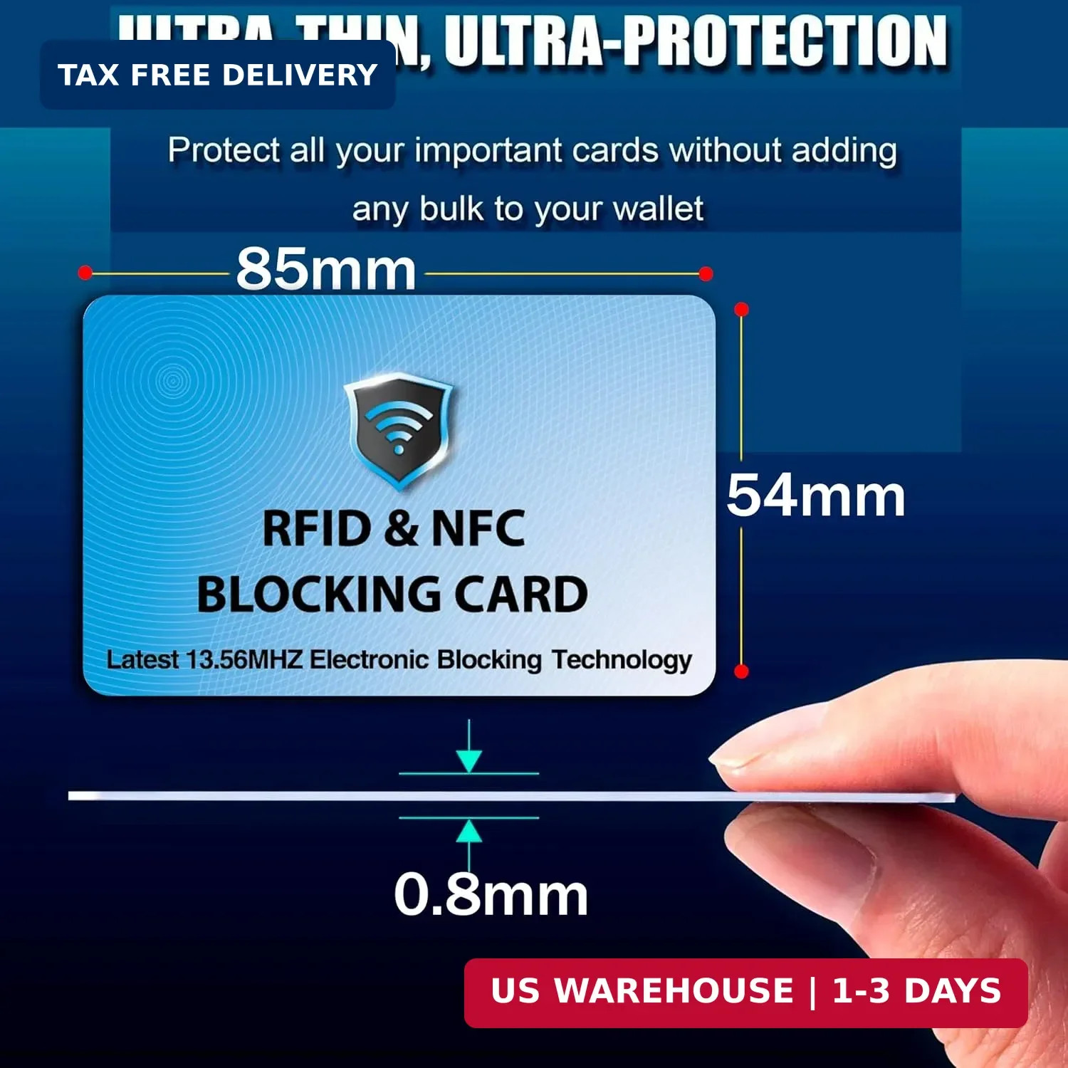 5 Pack RFID Blocking Card for Credit Debit ID Card, Sky Blue | Slim A