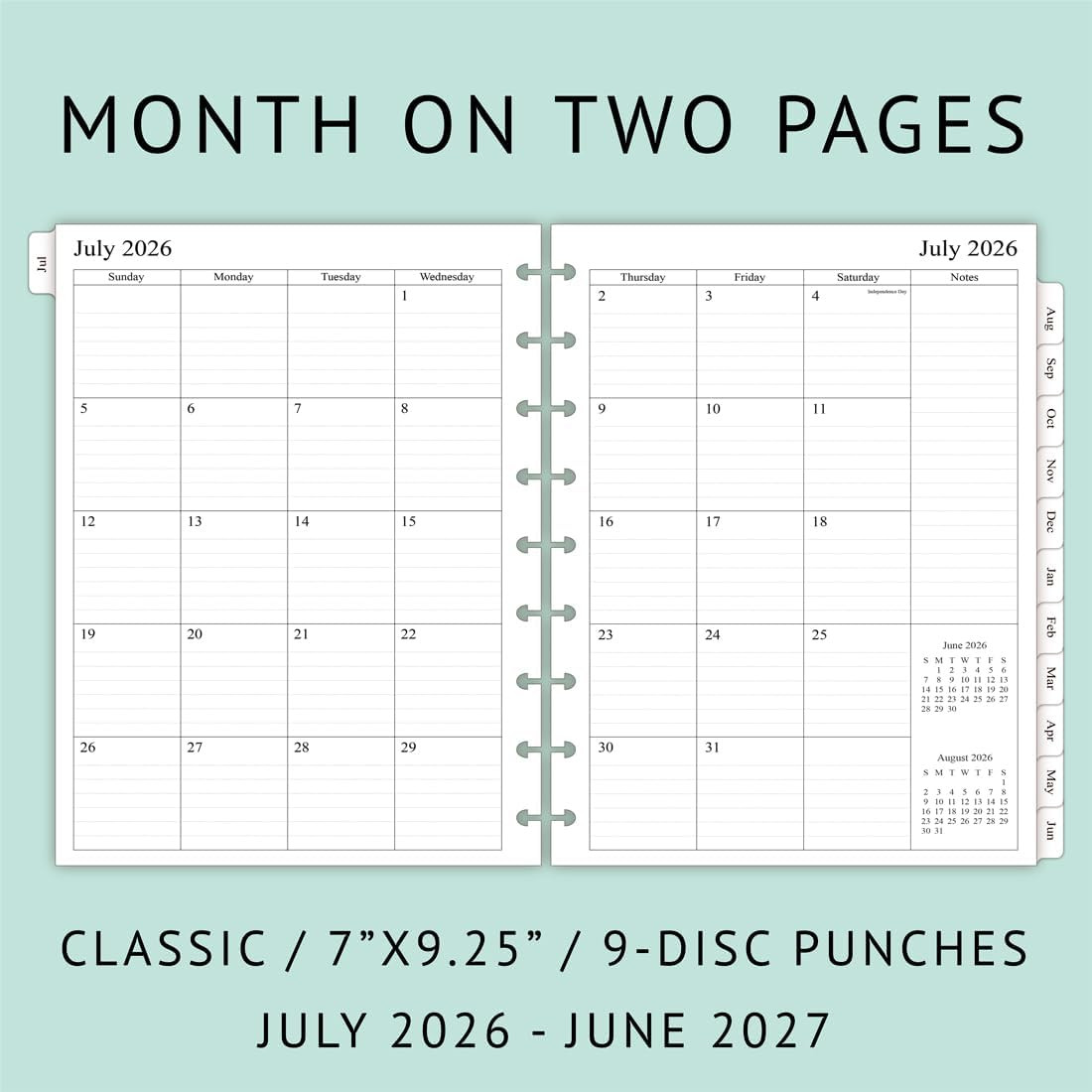 2026-2027 Planner Refills for Happy Planner Classic Notebook, Weekly & Monthly,