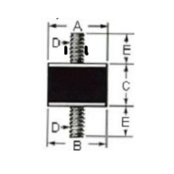4 Rubber Vibration Isolator Mounts(1-1/4 Dia x 3/4 Thk) 5/16-18 x 3/4″ Long Stud